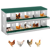 Garvee Chicken Nesting Box 10 Compartment Galvanized Steel Ventilated Egg Collection Box for Hens, Easy to Clean and Install, Durable Silver - 