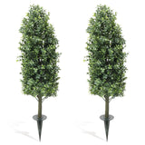 Garvee 2-Pack Artificial Boxwood with Ground Spike, 90cm Tall, UV-Resistant, Maintenance-Free, Durable Plastic for Indoor & Outdoor Garden Decor, Green - Green
