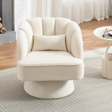 Garvee Modern Swivel Barrel Accent Chair Velvet Upholstered Beige 360 Degree Swivel for Living Room Bedroom Reading Nook