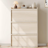 Garvee Shoe Cabinet with 3 Flip Drawers, Natural Oak MDF and Particle Board Entryway Organizer, 31.7"X10.2"X46.1" Slim Storage with Adjustable Shelves, Hidden Footwear Rack for Hallway and Living Room, Anti-Tip Freestanding Design - Natural Oak