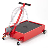 Garvee Oil Drain Pan 15 Gallon Low Profile Oil Drain Tank with Pump, Hose, Swivel Casters for Car SUV Trucks, 57L, Red