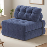 Garvee Folding Sofa Bed Corduroy Dark Blue Single Portable Fold Out Couch with Pillow for Compact Living Spaces