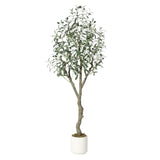 Garvee 5Ft Artificial Olive Tree Potted With Modern White Planter, Bendable Boughs, Home Office Decor, Green - Green 5Ft