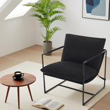 Garvee Sling Accent Chairs Mid Century Modern Metal Frame Cozy Reading Chair Oversized Comfy Armchair Linen Corduroy - Linen | Black