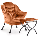 Garvee Lazy Chair With Ottoman, Modern Lounge Accent Chair, Leisure Sofa Armchair With Footrest, Reading Armchair For Living Room, Bedroom, Dorm & Office, Orange - Orange