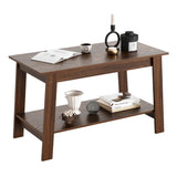 Garvee Coffee Table, Coffee Table for Living Room, Modern Farmhouse Coffee Table with Storage Shelf, 2-Tier Living Room Table Rectangular Center Table, Home Office Industrial Cocktail Tables, Light Walnut - Light Walnut