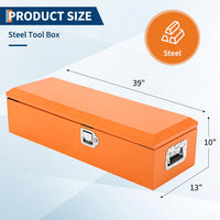 Garvee 39 Inch Steel Truck Bed Tool Box - Diamond Plate Design with Side Handles and Locking Keys, Compact Storage for Pickup Trucks, RVs, and Trailers, Orange