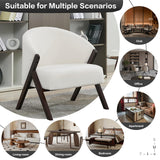 Garvee Accent Chair Mid Century Modern Chair Wood Frame Linen Fabric Comfortable Seating Living Room Bedroom Beige - Beige