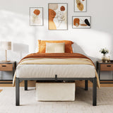 Garvee Twin Size Bed Frame 14 Inch High Metal Platform Durable Steel Slats & Legs Bedroom Black