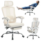 Garvee High Back Ergonomic Office Chair With Mesh Back, Retractable Footrest, Adjustable Headrest & Lumbar Support, Wide Computer Desk Chair, Beige for Home Office or Bedroom - Beige
