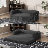 Garvee Convertible Corduroy Sleeper Sofa Bed Folding Mattress Couch 3 Seater King Size Black for Living Room Dorm Studio 78.7x39.4x29.6 in - Black