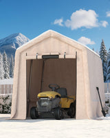 Garvee Outdoor Portable Storage Shed With Roll-Up Door & Vent, Waterproof PE Tarp, UV-Resistant, 7'x10', Khaki - Khaki