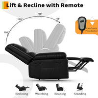 Garvee Electric Power Lift Recliner Chair for Elderly – PU Leather, Heated Massage, Adjustable Backrest & Footrest, Heavy Duty Mobility Support, 400 lbs Capacity – Black