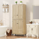 Garvee 71 Inch Tall Storage Cabinet, Kitchen Pantry 5 Tier Bathroom Cabinet, Pear Wood, 4 Door with MDF, Adjustable Shelves for Kitchen, Dining Room, Bathroom