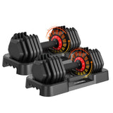 Garvee Adjustable Dumbbell Set 25LBS, Fast Adjust Weight, Anti-Slip Handle, Home Gym, Black - Red And Black