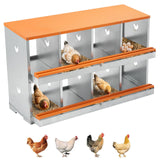 Garvee 8 Compartment Chicken Nesting Box, Galvanized Steel, Easy to Clean, Ventilated, Secure Egg Protection - Orange-Red