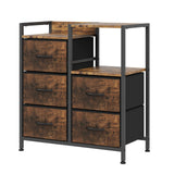Garvee 5 Drawer Mobile File Cabinet with Open Storage Shelf, Rolling Printer Stand for Home Office, Fits A4 or Letter Size Files, Wood Color - Wood