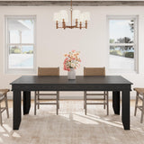 Garvee Farmhouse 71" Wood Rectangular Dining Table with L-Shaped Legs for 6-8 People, Black - Black