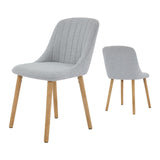 Garvee Dining Chairs Set of 2 Modern Fabric Upholstered Side Chairs Armless Kitchen Dining Chairs Oak Legs for Dining Room Living Room - Nature