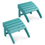 Garvee Ottoman for Adirondack Chair HDPE Footrest Outdoor Weather Resistant 18x18.7x14.1 Inch White - Blue