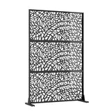 Garvee Metal Privacy Screen with Stand - Rust-Resistant Steel Outdoor Room Divider for Patio & Garden, Freestanding, Chevron Design - Black2