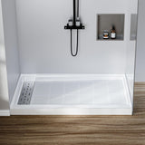Garvee Shower Base 48x32x4 Inch Left Drain with SS304 Square Cover, Non-Slip, 3-Sided Water Barrier for Bathroom Stall, Polyester SMC, White - White