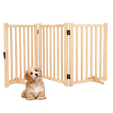 Garvee Paint-Free Wooden Freestanding Dog Gates, Indoor Pet Fence, 3 Panel, 24" Height, Natural Pine Wood