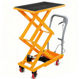 Garvee Hydraulic Lift Table Cart 770Lbs Load Capacity Double Scissor Lift Manual Hydraulic Scissor Cart Yellow 59 Inch - Yellow(770 Lbs)