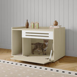 Garvee Cat Litter Box Enclosure with Ventilated Panel Indoor Cat House Wood Drop-Down Door Odor Control Privacy - Wood