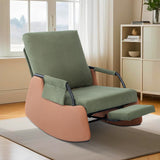 Garvee Rocking Recliner Chair for Adults, Upholstered Plush Glider with Side Pocket, Adjustable, Modern Nursery Accent Sofa, Green - Green
