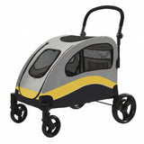 Garvee Dog Stroller for Large Dogs Up to 160 Lbs, Foldable Ventilated Pet Wagon with 360° Rotating Wheels, Adjustable Handle, Storage Pocket, Black - Yellow