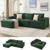 Garvee 108 in Modular Sectional Sofa Corduroy L-Shaped Sofa With Deep Seat & Throw Pillows Living Room Green - Lie Left | Corduroy | Green