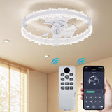 Garvee Modern Ceiling Fan with Circular LED Light, Tree Branch Design, 500mm Silent Motor, White, Bedroom Living Room - White