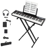 Garvee Electronic Keyboards Piano 61 Key Portable Keyboard with Headphone X-Stand Bag for Beginners Compact Design Black