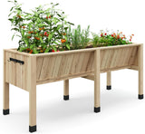 Garvee 6x2x2.5 ft Large Raised Garden Bed with Storage Hooks & Locking Wheels, Elevated Wood Planter Box for Vegetables and Herbs, 13.7 in Deep, Natural Cedar Wood - Natural