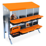 Garvee 2-Tier Chicken Nesting Box, 8 Compartment Metal Laying Boxes with Waterproof Roof, Easy Egg Collection, Durable Galvanized Steel, Spacious Design - Orange