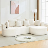 Garvee 106" Curved Sectional Sofa with Chaise Lounge, Boneless Curved Couch, Chenille Cream, Deep Seat, Modern Living Room - Cream