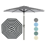 Garvee 10 ft Outdoor Patio Umbrella Black & White Stripes with 8 Sturdy Ribs Crank Lift Push Button Tilt UV Protection Waterproof for Pool Deck Yard Garden - Black & White Stripe