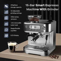 Garvee Automatic Espresso Machine Coffee Maker with Fast Heating, 15-Bar Pump, 1350W Motor for Home and Kitchen, Black