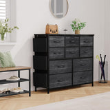 Garvee Tall Storage Standing Organizer with 10 Fabric Drawers, No-Tools Assembly for Nursery, Entryway & Small Spaces, Rustic Color - Black