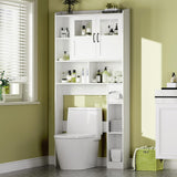 Garvee Over The Toilet Storage Cabinet With Adjustable Shelf And Glass Door For Bathroom And Laundry Room, 67.4 Inch, Wood Finish