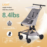 Garvee Mini Convenience Stroller Lightweight Travel Stroller with Carry Bag for On-the-Go Families, Compact Foldable, Adjustable Sun Canopy, Rear Wheel Brakes, Lightweight 8.4 lbs - Grey