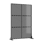 Garvee Metal Privacy Screen 74"h x 47.2"w with Stand - Heavy-Duty Steel, Chevron Design, Rust-Resistant, Freestanding for Indoor & Outdoor Patio & Garden - Black1