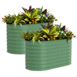Garvee 2 Pack Galvanized Raised Garden Beds - 4x2x2ft Rust-Resistant Planter Box for Vegetables and Flowers, Green - Green(Rubber Edge)