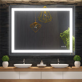 Garvee 48x36 Inch LED Bathroom Mirror with Front and Backlight, Stepless Dimmable, Anti-Fog, Shatter-Proof, Memory, Double LED Vanity Mirror, 3 Colors