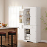 Garvee Kitchen Pantry Storage Cabinet 72 Inches Freestanding White Modern Wood Cupboard for Dining Room
