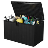 Garvee 130 Gal Deck Box Lockable Outdoor Storage Bin Patio Furniture Pool Accessories Gardening Tool Black - Black