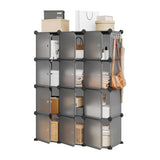Garvee 8-Tier 48-Pair Expandable Shoe Cabinet Organizer with 2 Hooks for Bedroom Closet Entryway, Portable Stackable, Black - Grey
