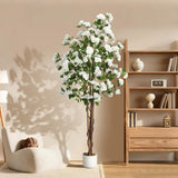 Garvee Artificial Osmanthus Tree 6 ft Faux Osmanthus Plant in Pot Indoor Outdoor Decor White