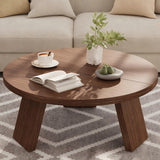Garvee Round Coffee Table with Inclined Legs, Accent Cocktail Table for Living Room and Bedroom, 33.5x33.5x15.75 inches, Walnut Brown - Walnut Brown
